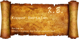 Kopper Bertalan névjegykártya